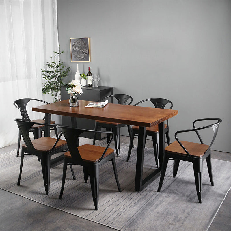 Industrial 1/2/5/7 Pieces Dining Set Solid Wood Dining Table Set for Home