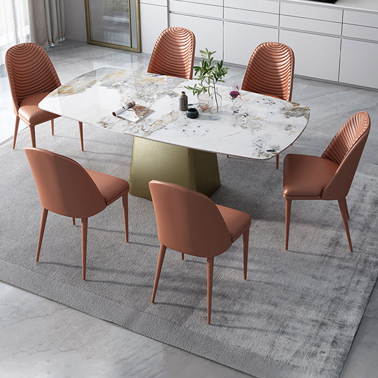 Glam 1/4/5/7 Pieces Dining Set Sintered Stone Dining Table Set with PU Leather Chairs