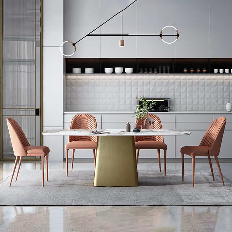 Glam 1/4/5/7 Pieces Dining Set Sintered Stone Dining Table Set with PU Leather Chairs