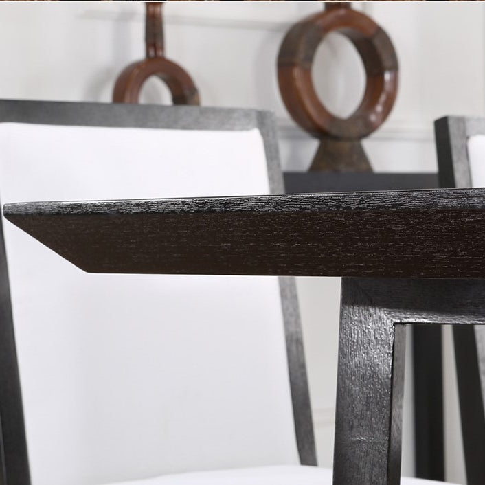 Rectangle Black Industrial Dining Table Pine Solid Wood Table with Trestle Base