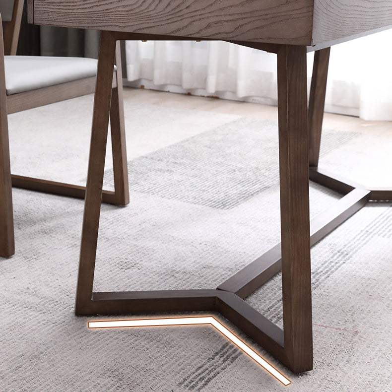 Solid Wood Contemporary Rectangular Dining Table Ash Wood Top Table with Trestle Base