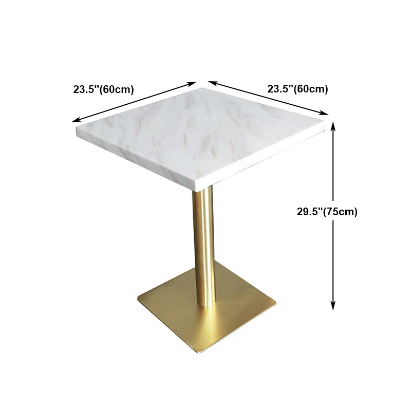 Metal Industrial Pedestal Dining Table Marble Top Table for Dining Room