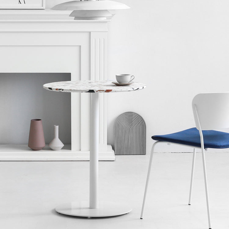 Mesa de comedor de pedestal de metal industrial para comedor para comedor