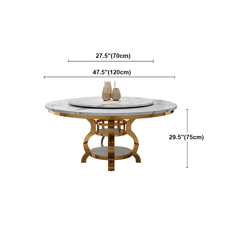 Metal Mesa de comedor redondo tradicional de lujo Mesa interior de mármol con base de pedestal