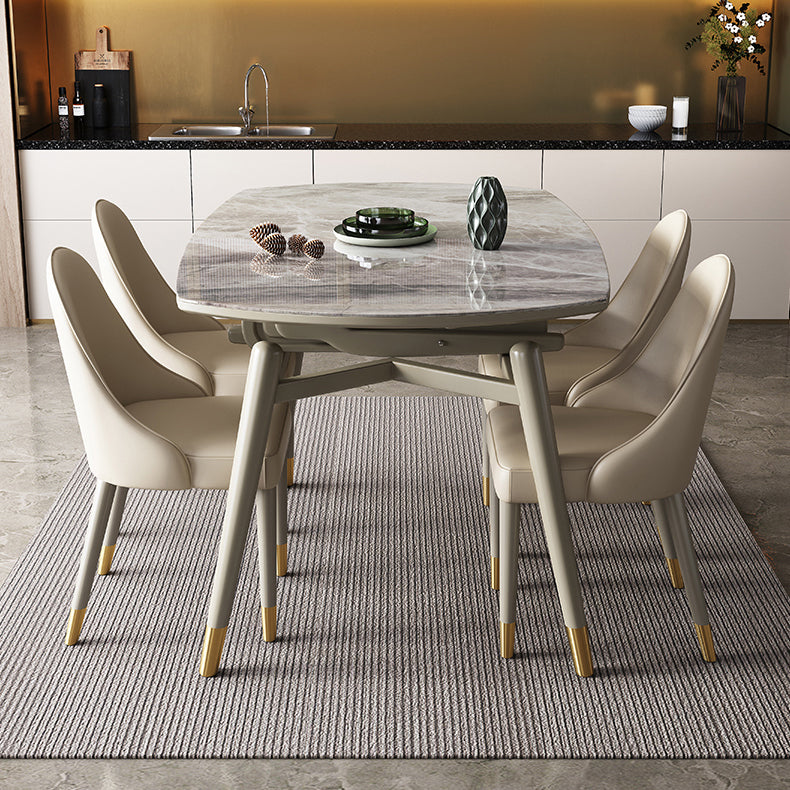 Mesa de comedor de lujo tradicional mesa de comedor de piedra sinterizada con 4 patas de madera