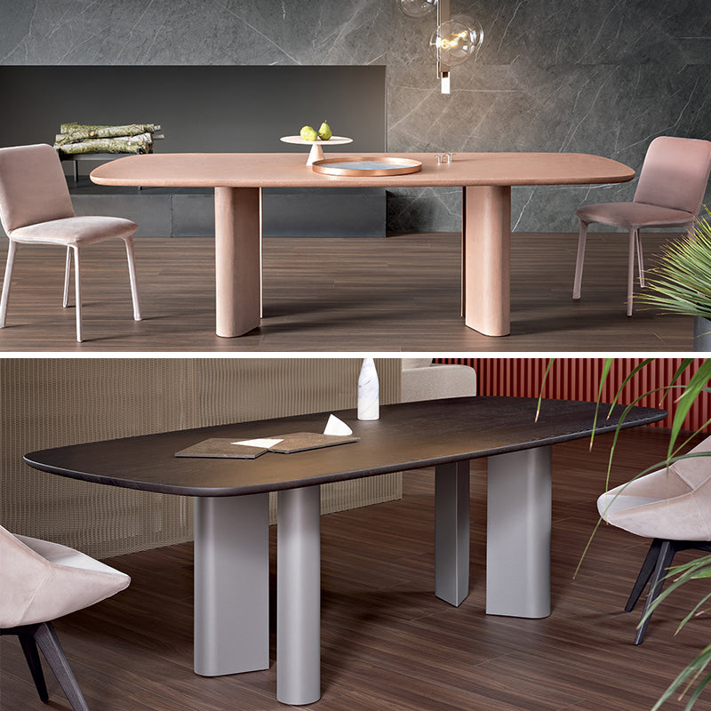Rechteck minimalistische Esstisch Massivholz fester Tisch mit 4 Beinen
