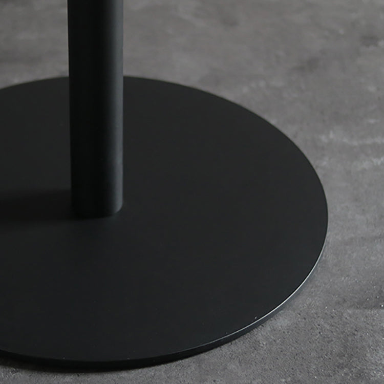 Modern Artificial Wood Table Round Dining Table with Metal Pedestal Base for Restaurant