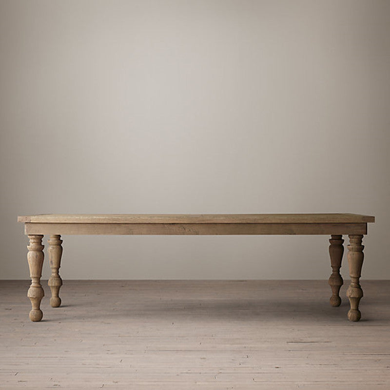 Mesa de comedor rectangular de madera de pino moderna con 4 patas para restaurante