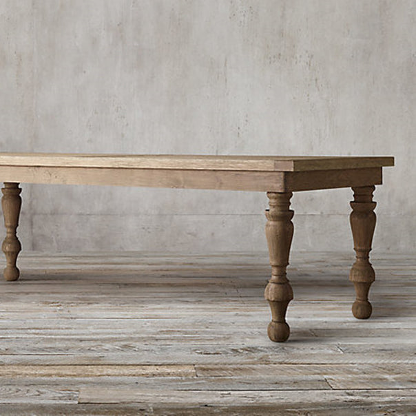 Mesa de comedor rectangular de madera de pino moderna con 4 patas para restaurante