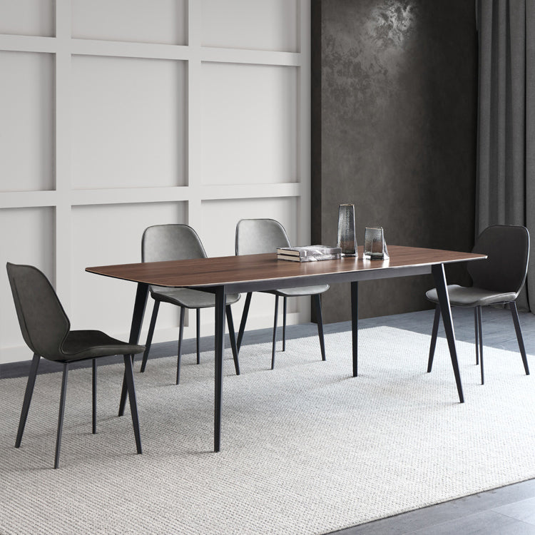 Mesa industrial de piedra sinterizada para restaurante, mesa de comedor rectangular con 4 patas de metal