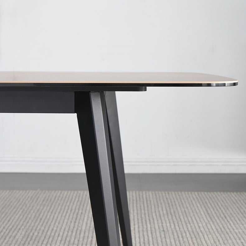 Mesa industrial de piedra sinterizada para restaurante, mesa de comedor rectangular con 4 patas de metal