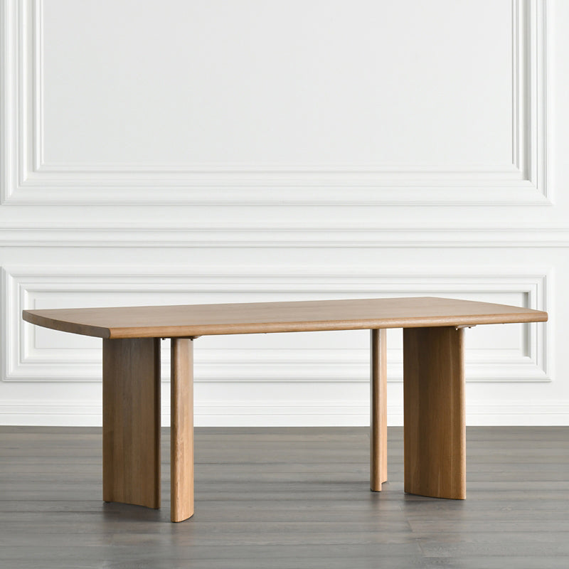 Bois massif 4 jambes Table moderne Rectangle Tablette de dinette fixe