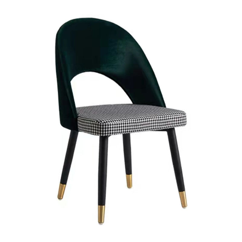 Sillas de comedor Nordic Glam, sillas laterales sin brazos con respaldo abierto para cocina con patas de metal