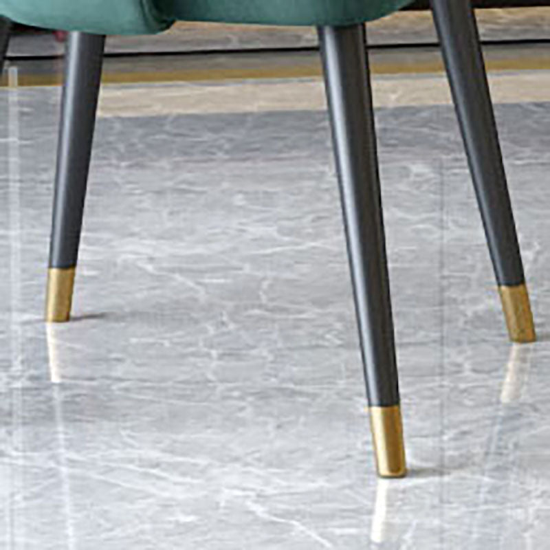Sillas de comedor Nordic Glam, sillas laterales sin brazos con respaldo abierto para cocina con patas de metal