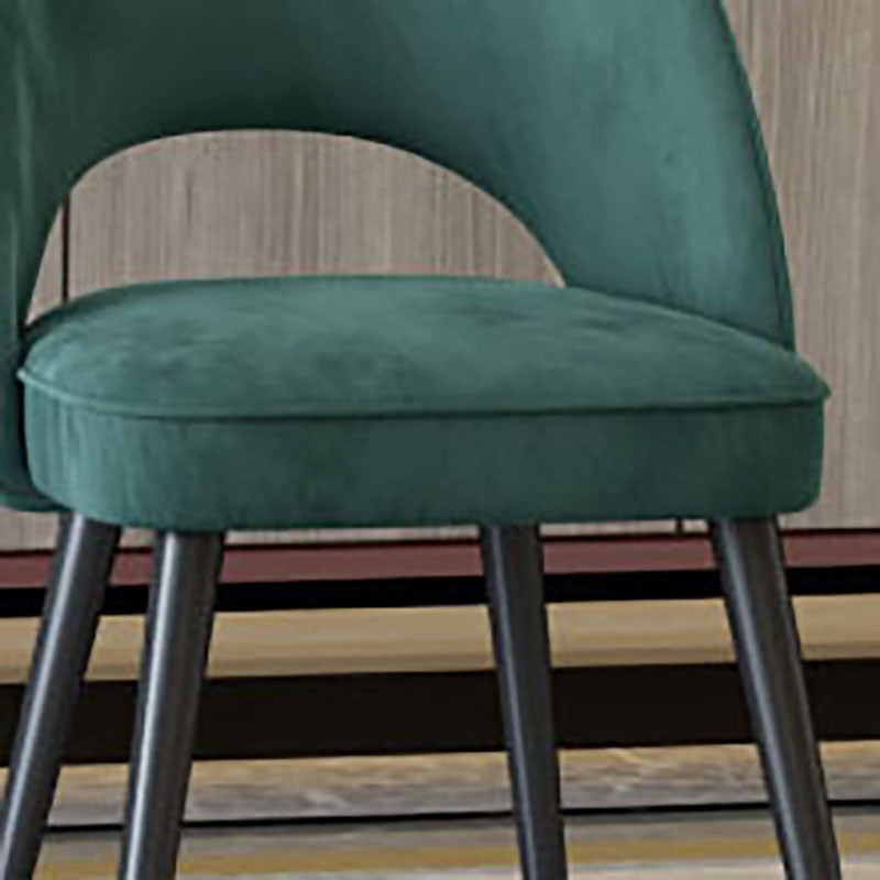 Sillas de comedor Nordic Glam, sillas laterales sin brazos con respaldo abierto para cocina con patas de metal