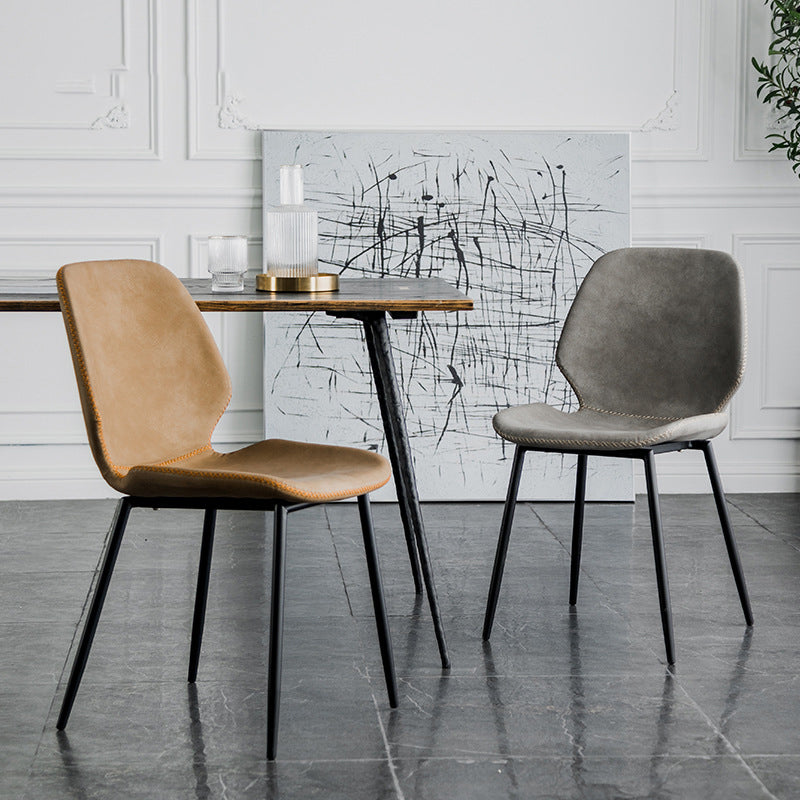 Silla lateral de comedor de metal moderno, respaldo sólido, silla sin brazos para uso en restaurantes