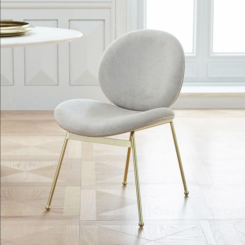 Silla de comedor de tela de lino de diseño minimalista, sillas con respaldo sólido sin brazos para el hogar
