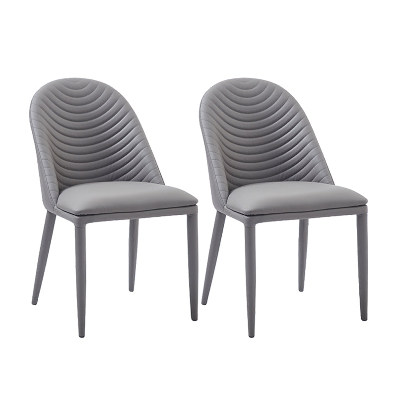Sillas laterales sólidas sin brazos de diseño contemporáneo, sillas de comedor de cuero para el hogar