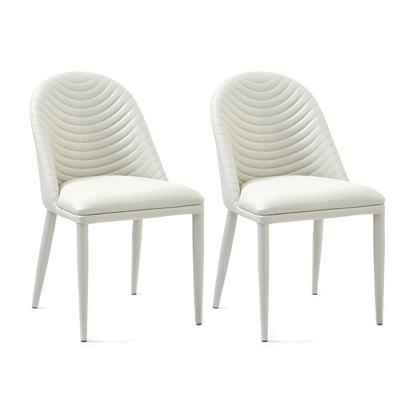 Sillas laterales sólidas sin brazos de diseño contemporáneo, sillas de comedor de cuero para el hogar
