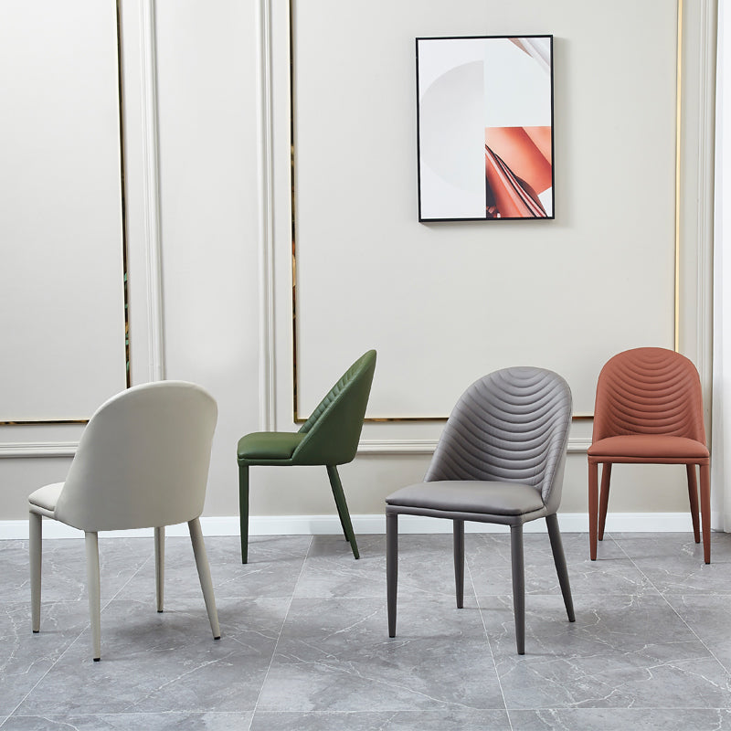 Sillas laterales sólidas sin brazos de diseño contemporáneo, sillas de comedor de cuero para el hogar