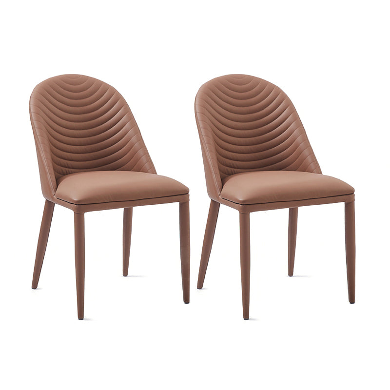 Sillas laterales sólidas sin brazos de diseño contemporáneo, sillas de comedor de cuero para el hogar