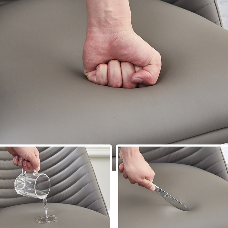 Sillas laterales sólidas sin brazos de diseño contemporáneo, sillas de comedor de cuero para el hogar