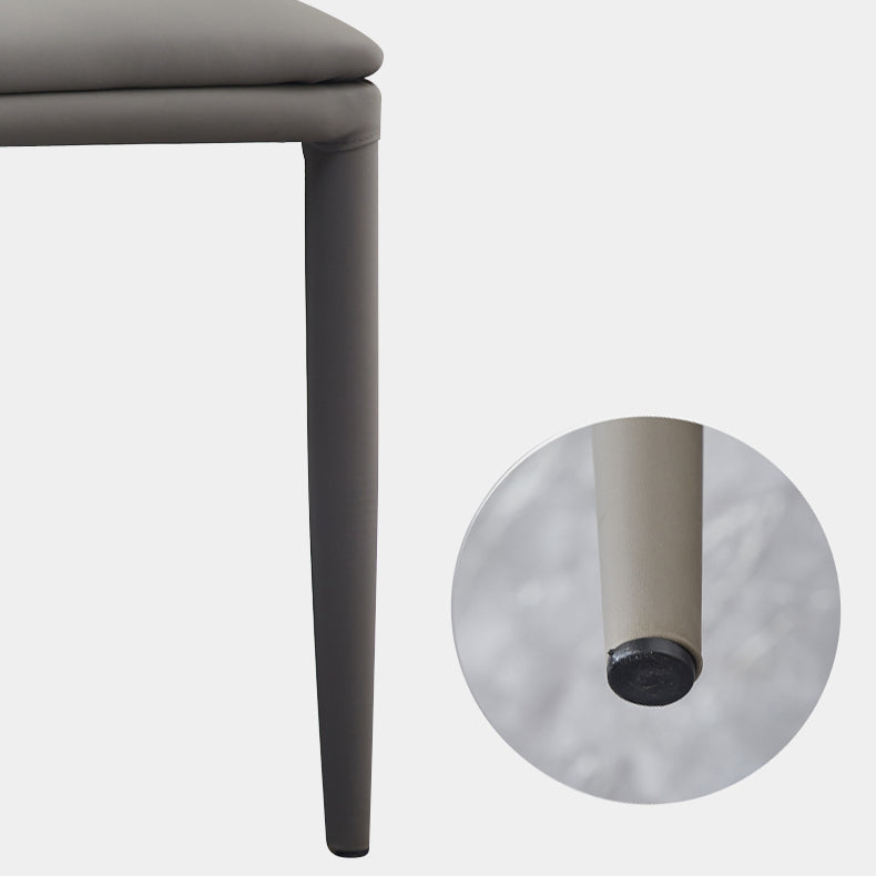 Sillas laterales sólidas sin brazos de diseño contemporáneo, sillas de comedor de cuero para el hogar