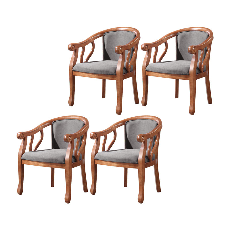 Silla de comedor de madera tradicional, silla de comedor de tela de lino para uso en restaurantes