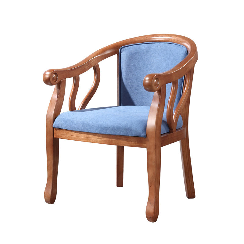 Silla de comedor de madera tradicional, silla de comedor de tela de lino para uso en restaurantes