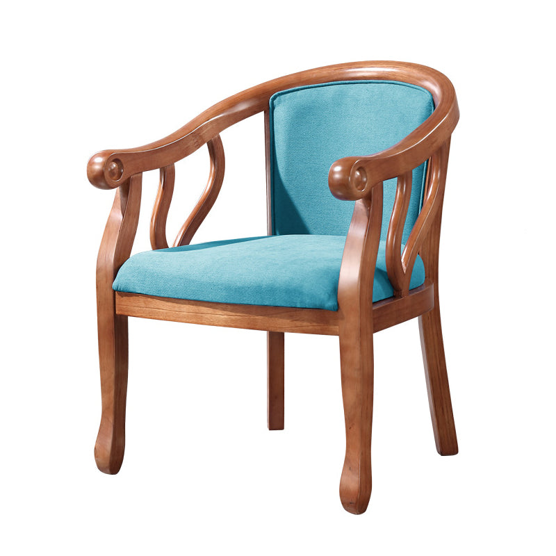 Silla de comedor de madera tradicional, silla de comedor de tela de lino para uso en restaurantes