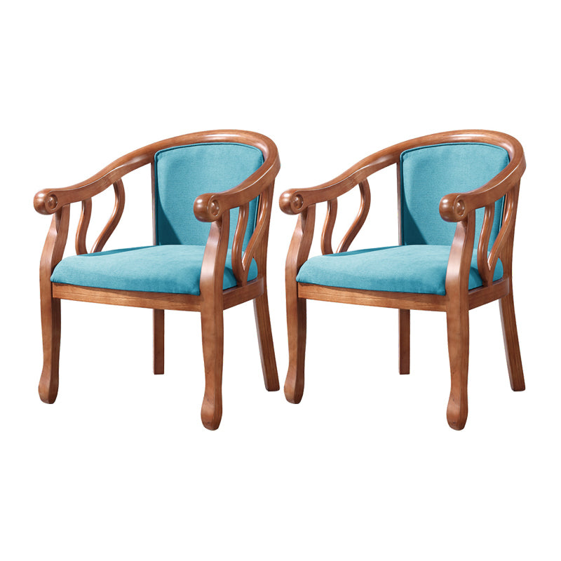 Silla de comedor de madera tradicional, silla de comedor de tela de lino para uso en restaurantes