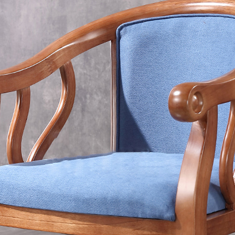Silla de comedor de madera tradicional, silla de comedor de tela de lino para uso en restaurantes