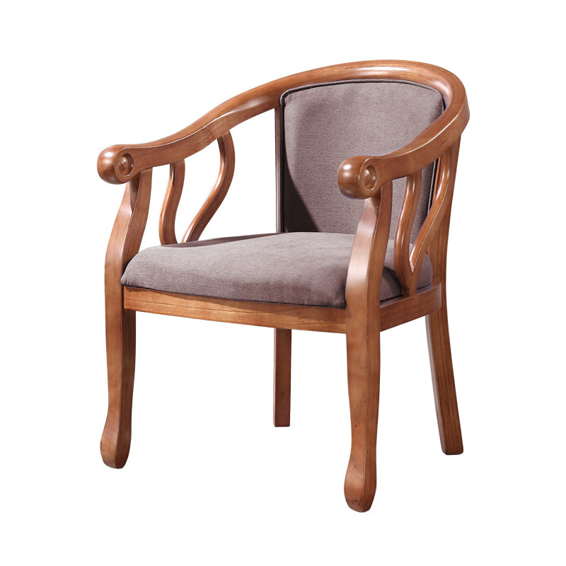 Silla de comedor de madera tradicional, silla de comedor de tela de lino para uso en restaurantes