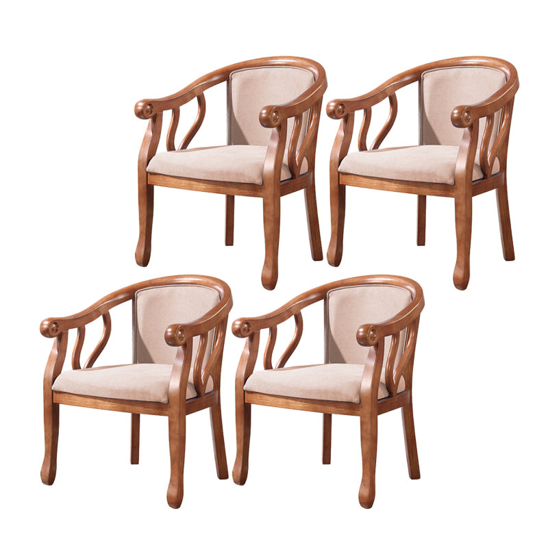 Silla de comedor de madera tradicional, silla de comedor de tela de lino para uso en restaurantes