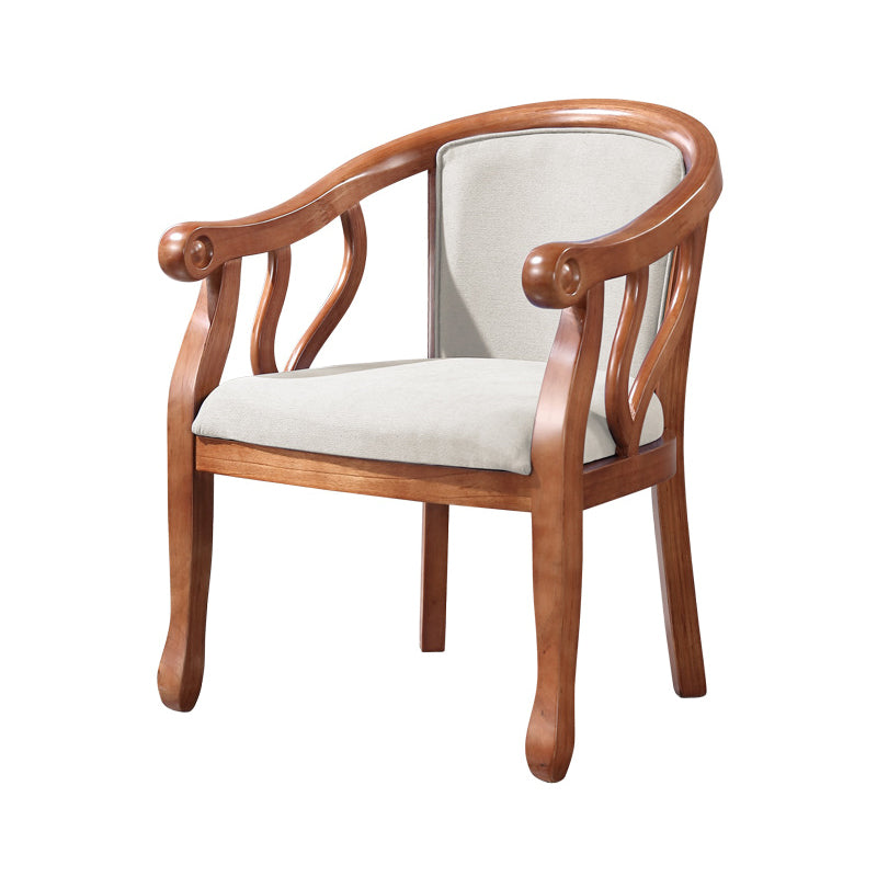Silla de comedor de madera tradicional, silla de comedor de tela de lino para uso en restaurantes