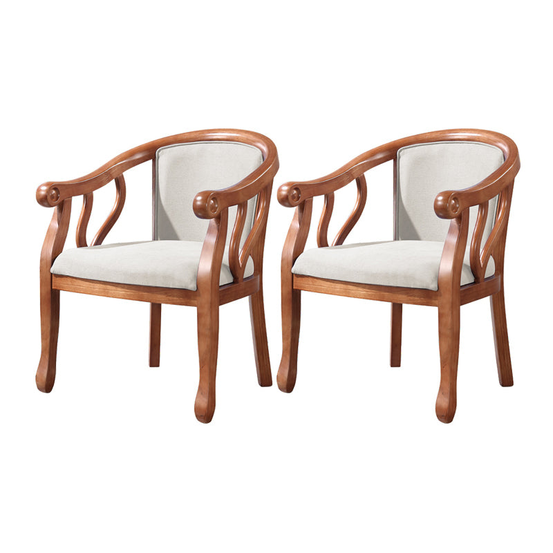 Silla de comedor de madera tradicional, silla de comedor de tela de lino para uso en restaurantes