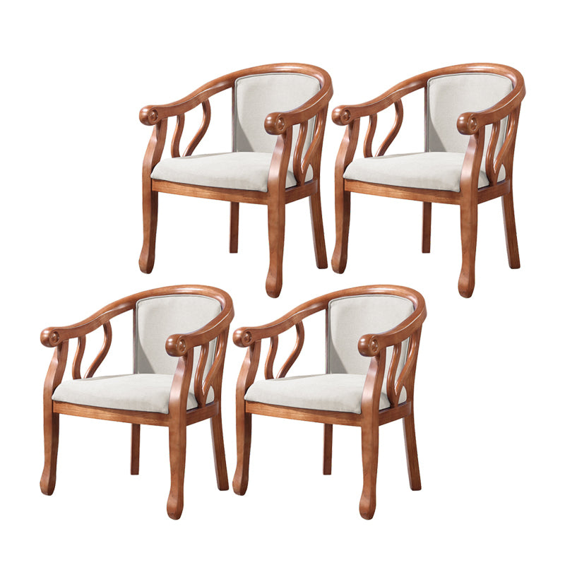 Silla de comedor de madera tradicional, silla de comedor de tela de lino para uso en restaurantes