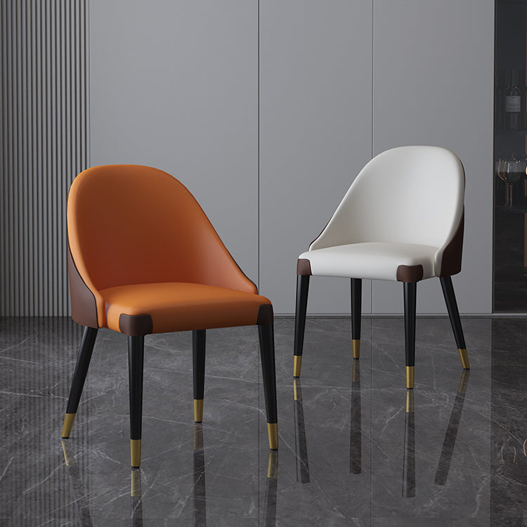 Sillas laterales de comedor con respaldo sólido sin brazos de diseño contemporáneo Sillas de comedor de cuero