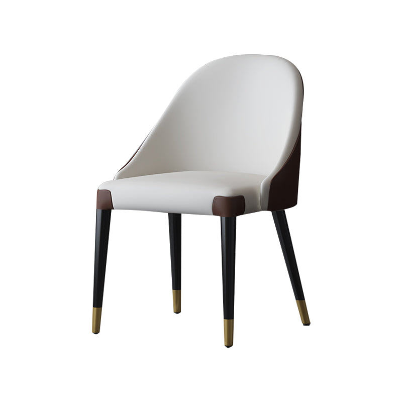 Sillas laterales de comedor con respaldo sólido sin brazos de diseño contemporáneo Sillas de comedor de cuero