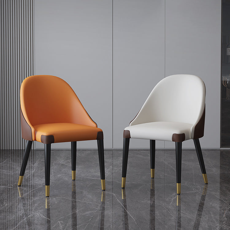 Sillas laterales de comedor con respaldo sólido sin brazos de diseño contemporáneo Sillas de comedor de cuero