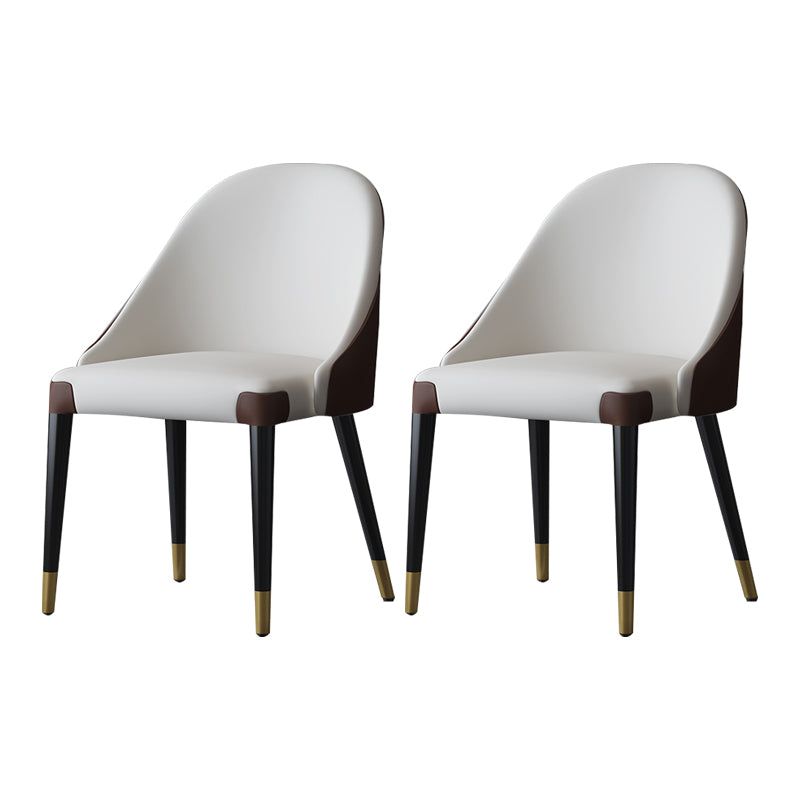 Sillas laterales de comedor con respaldo sólido sin brazos de diseño contemporáneo Sillas de comedor de cuero