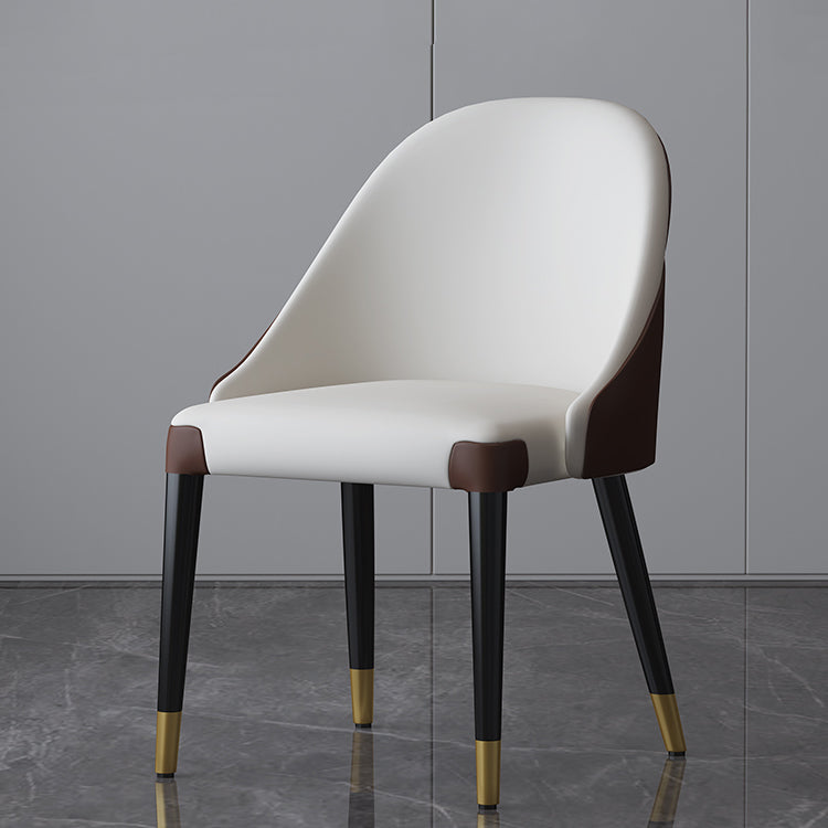 Sillas laterales de comedor con respaldo sólido sin brazos de diseño contemporáneo Sillas de comedor de cuero