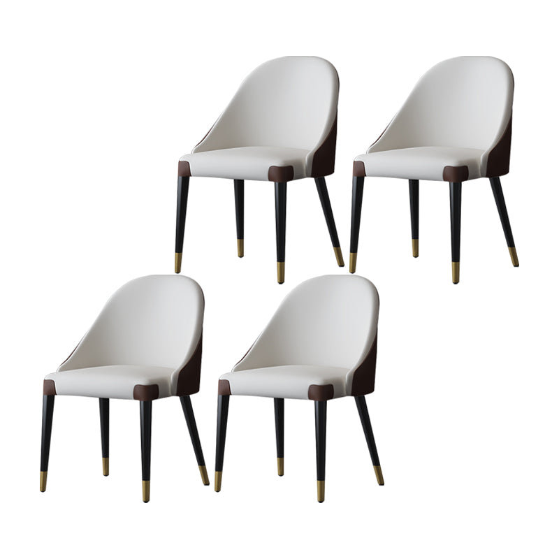 Sillas laterales de comedor con respaldo sólido sin brazos de diseño contemporáneo Sillas de comedor de cuero