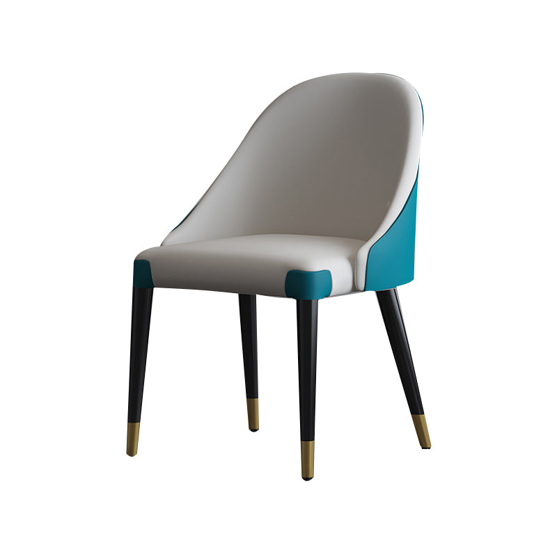 Sillas laterales de comedor con respaldo sólido sin brazos de diseño contemporáneo Sillas de comedor de cuero