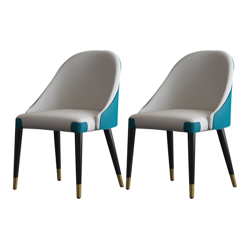 Sillas laterales de comedor con respaldo sólido sin brazos de diseño contemporáneo Sillas de comedor de cuero