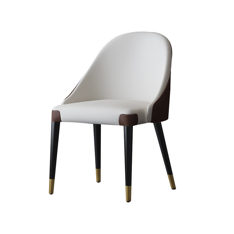 Sillas laterales de comedor con respaldo sólido sin brazos de diseño contemporáneo Sillas de comedor de cuero