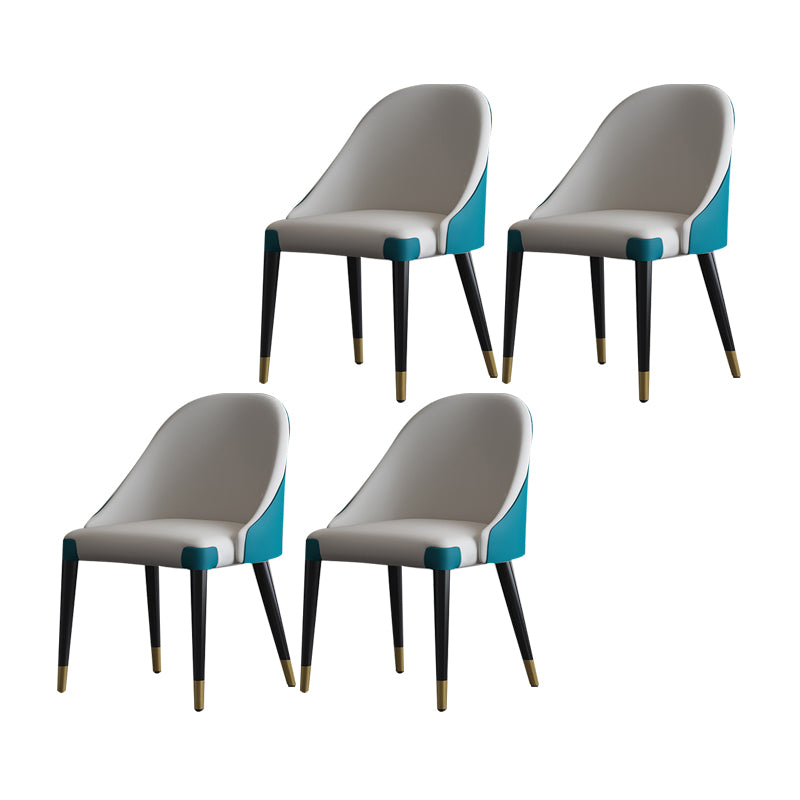 Sillas laterales de comedor con respaldo sólido sin brazos de diseño contemporáneo Sillas de comedor de cuero