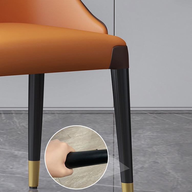 Sillas laterales de comedor con respaldo sólido sin brazos de diseño contemporáneo Sillas de comedor de cuero