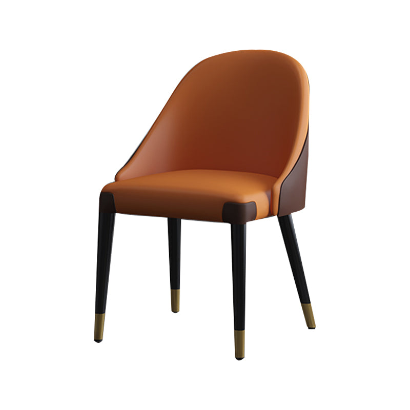 Sillas laterales de comedor con respaldo sólido sin brazos de diseño contemporáneo Sillas de comedor de cuero