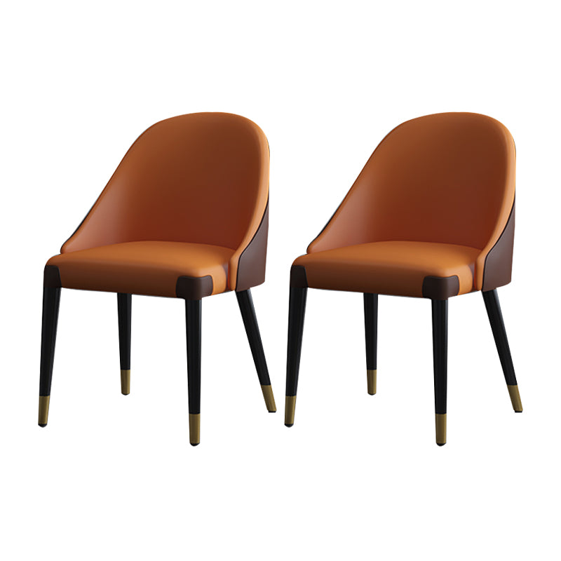 Sillas laterales de comedor con respaldo sólido sin brazos de diseño contemporáneo Sillas de comedor de cuero